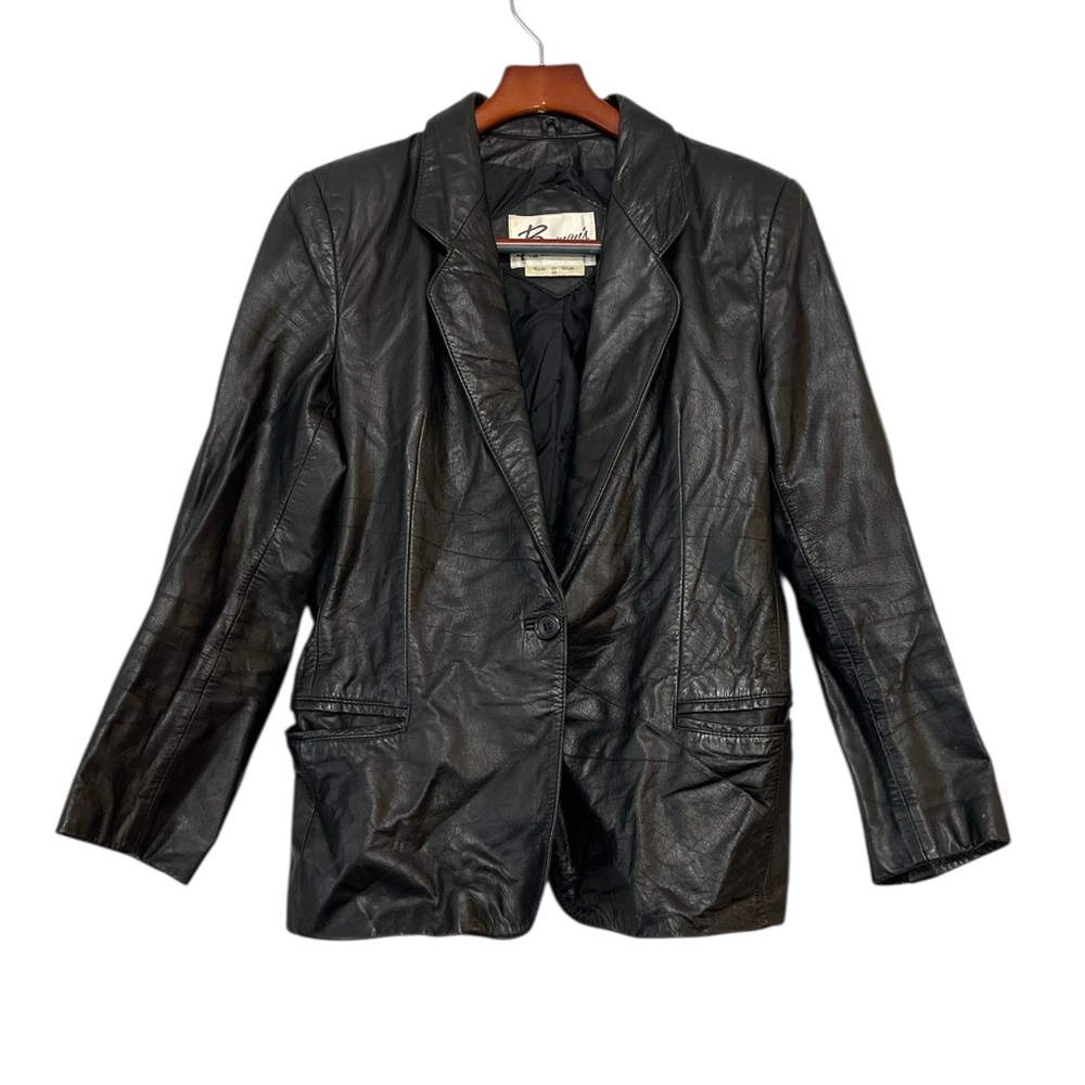 Vintage Bermans Black Leather Blazer Jacket